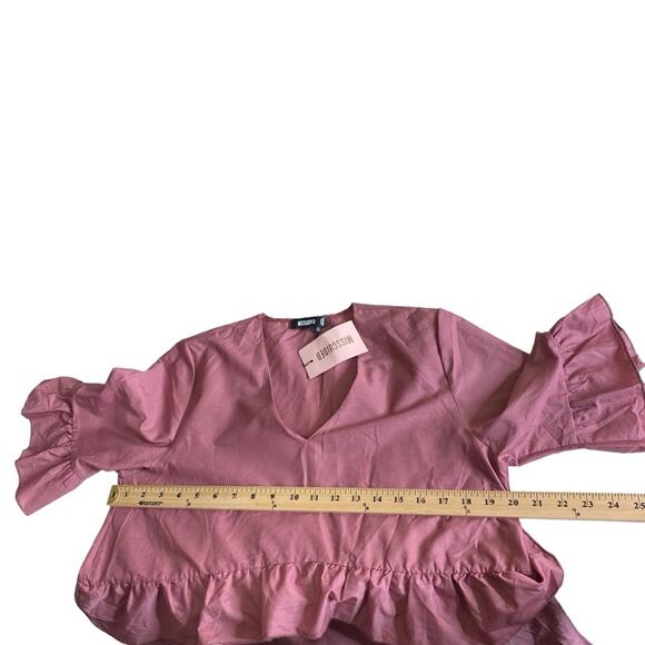 Missguided V-Neck Frill Waist Smock Dress in Dark Pink Women's Size US 10 New - Picture 5 of 10